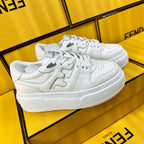 FENDI THICK- ED SNEAKER IN WHITE LAMBSKIN