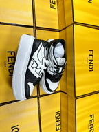 FENDI THICK- ED SNEAKER IN WHITE AND BLACK LAMBSKIN