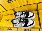 FENDI THICK- ED SNEAKER IN WHITE AND BLACK LAMBSKIN