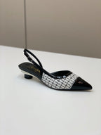 CC 26s Slingback 3.5cm Black White Wool Patent Calfskin 792590