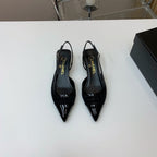 CC 26s Slingback 3.5cm Black Tweed Patent Calfskin 792591