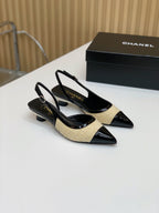 CC 26s Slingback 3.5cm Black Beige Tweed Patent Calfskin 792592
