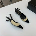 CC 26s Slingback 3.5cm Black Beige Tweed Patent Calfskin 792592