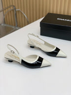 CC 26s Slingback 3.5cm White Black Patent Calfskin 792593