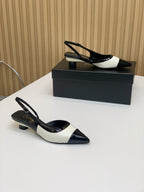 CC 26s Slingback 3.5cm Black White Patent Calfskin 792594