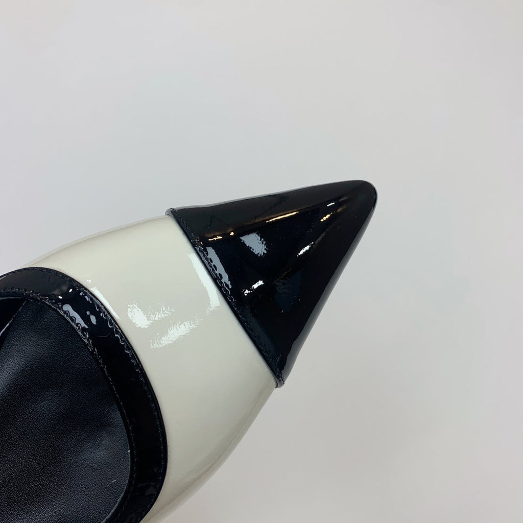 CC 26s Slingback 3.5cm Black White Patent Calfskin 792594