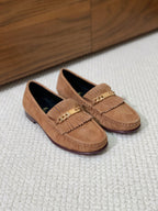 LUCO LOAFER WITH FRINGES IN COPPER BROWN SUEDE