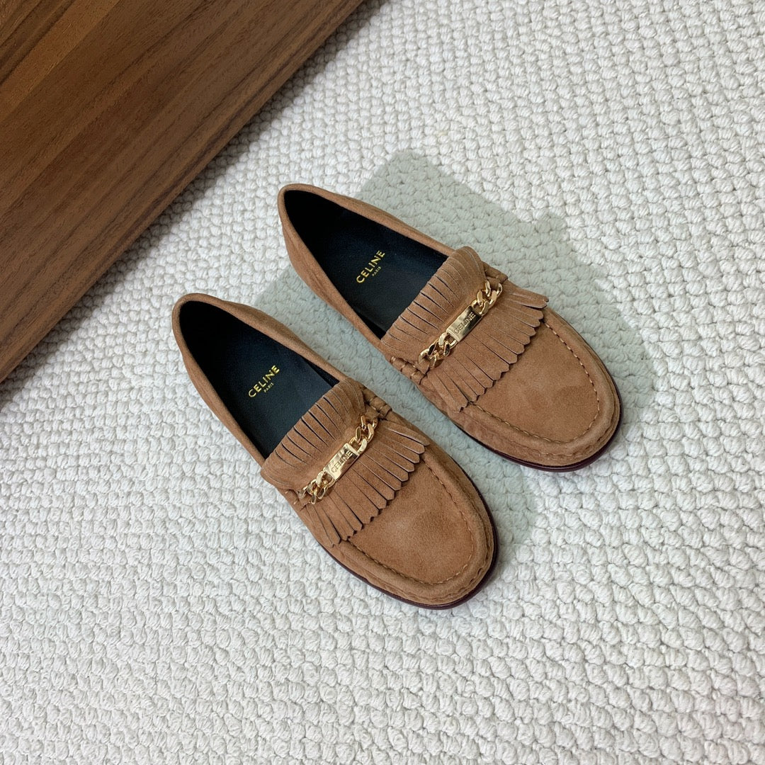 LUCO LOAFER WITH FRINGES IN COPPER BROWN SUEDE