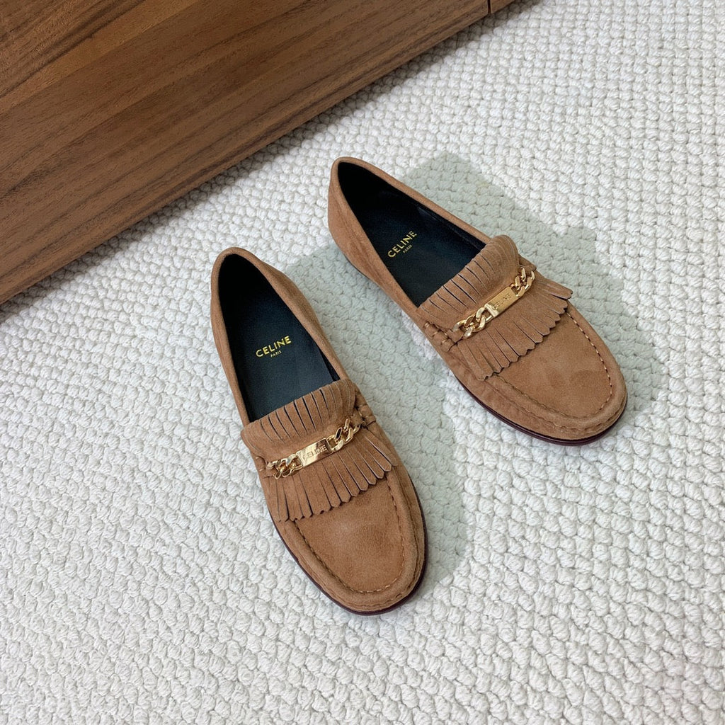 LUCO LOAFER WITH FRINGES IN COPPER BROWN SUEDE