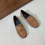 LUCO LOAFER WITH FRINGES IN COPPER BROWN SUEDE