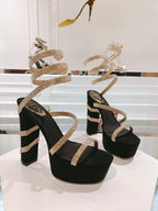 RC 25C Platform Black Gold Imported Velvet Swarovski Crystal 339482