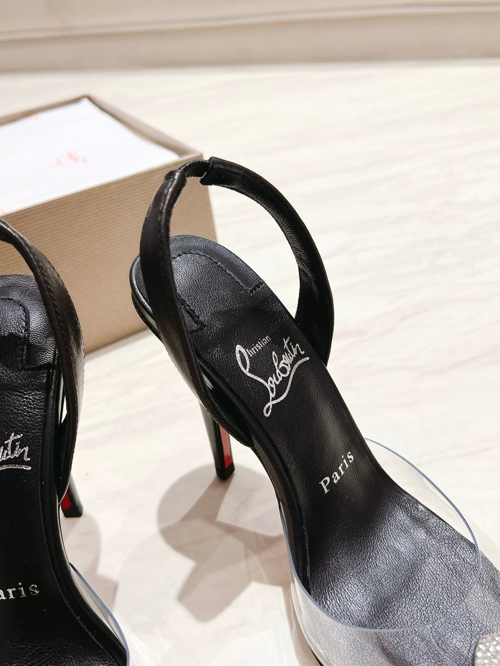 CL Astrinodo Leather And Pvc Pumps 100mm Black Leather 167647