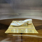 RC Gold Buckle Pearl Crystal Lamp Pendant Sandals 4.5 White Sheepskin 175008