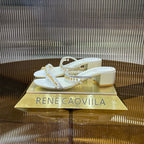 RC Gold Buckle Pearl Crystal Lamp Pendant Sandals 4.5 White Sheepskin 175008