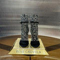 RC 25C High Heel Short Boots Mid-Tube Open-Toe Sandals Black Sheepskin 174961