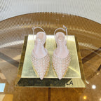 RC Slingback Shoe 1cm Pink Rhinestone Sheepskin 281984
