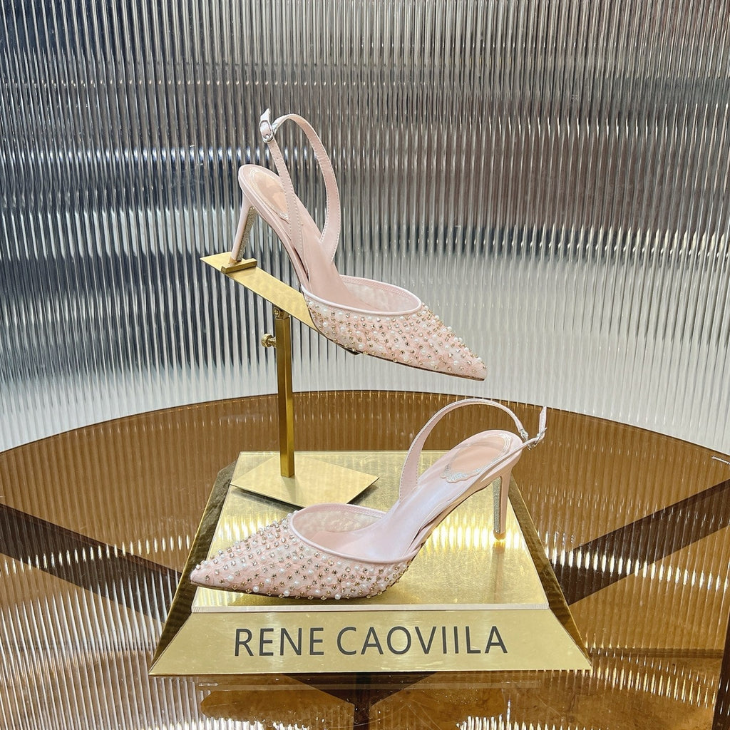 RC Slingback Shoe 7.5cm Pink Rhinestone Sheepskin 281986