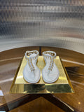 RC 25C Thong Diamond Flat Sandals White Silk Rhinestone 275772