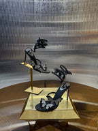 RC 25C Stiletto Sandals Black Silk Rhinestone 275776
