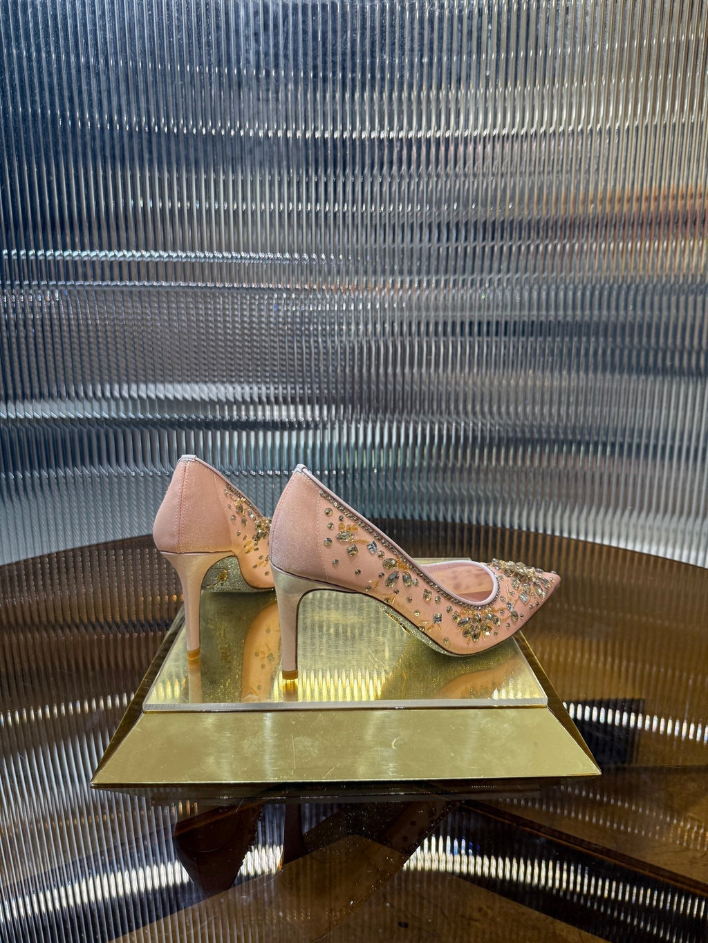 RC 25C Diamond High Heels Wedding Shoes Pink Sheepskin Rhinestone 275791