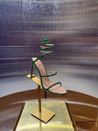 RC 25C Snake-Shaped Sandals 9.5cm Green Sheepskin 310627