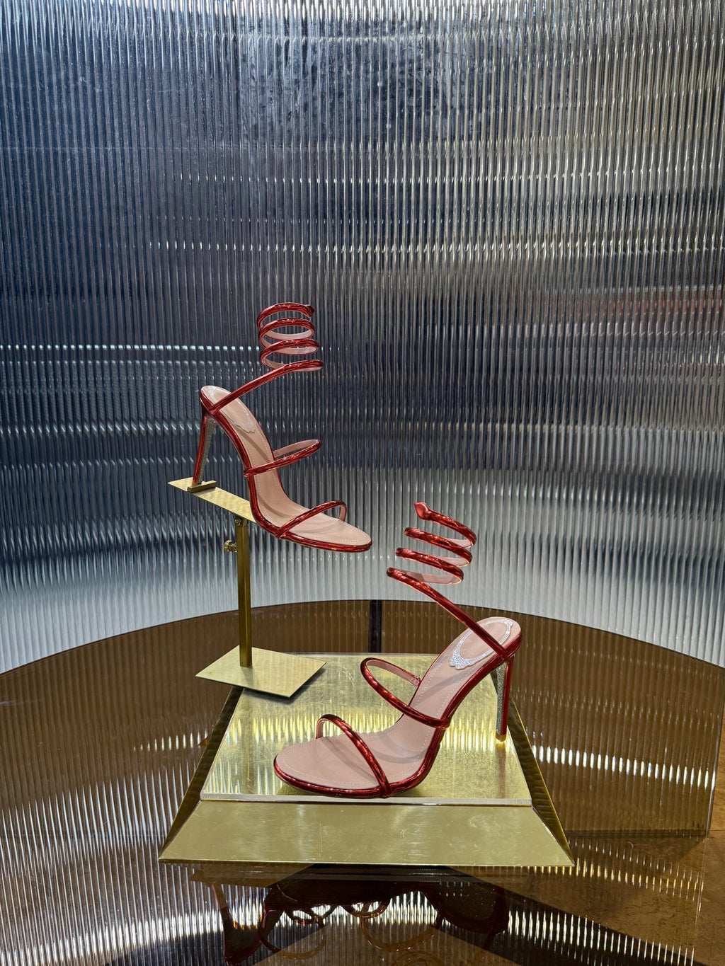 RC 25C Snake-Shaped Sandals 9.5cm Red Sheepskin 310631