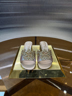 RC 25C Slippers 4.5cm Pink Nude Sheepskin Rhinestones 310639