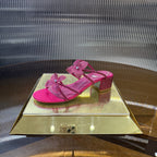 RC 25C Flower Sandals Pink Sheepskin Rhinestones 314822