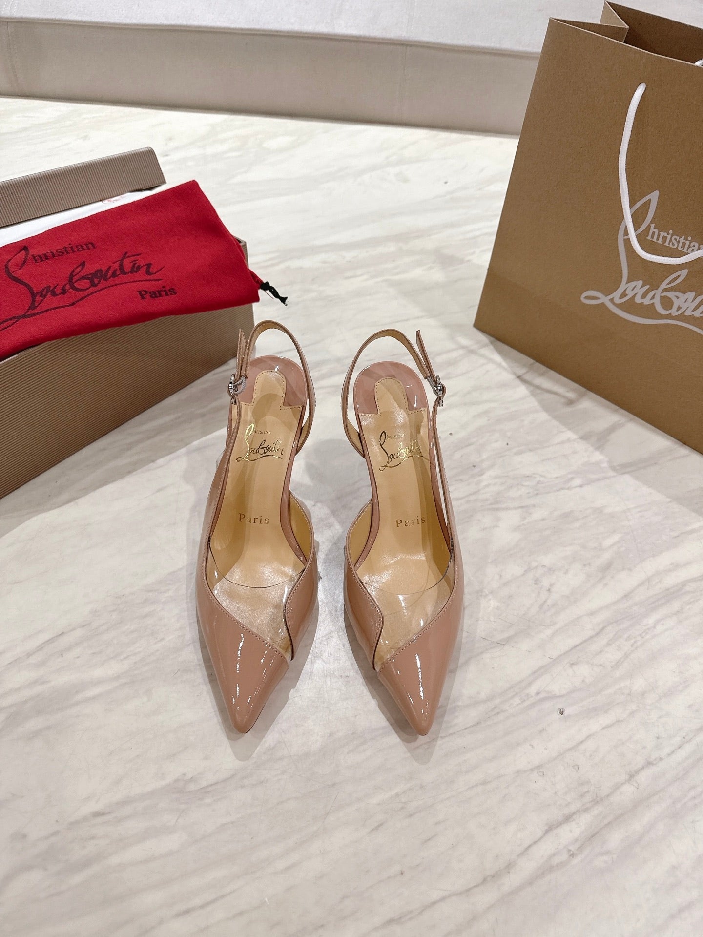 CL 25 Slingback Sandals Nude PVC Gloss Calfskin 307530