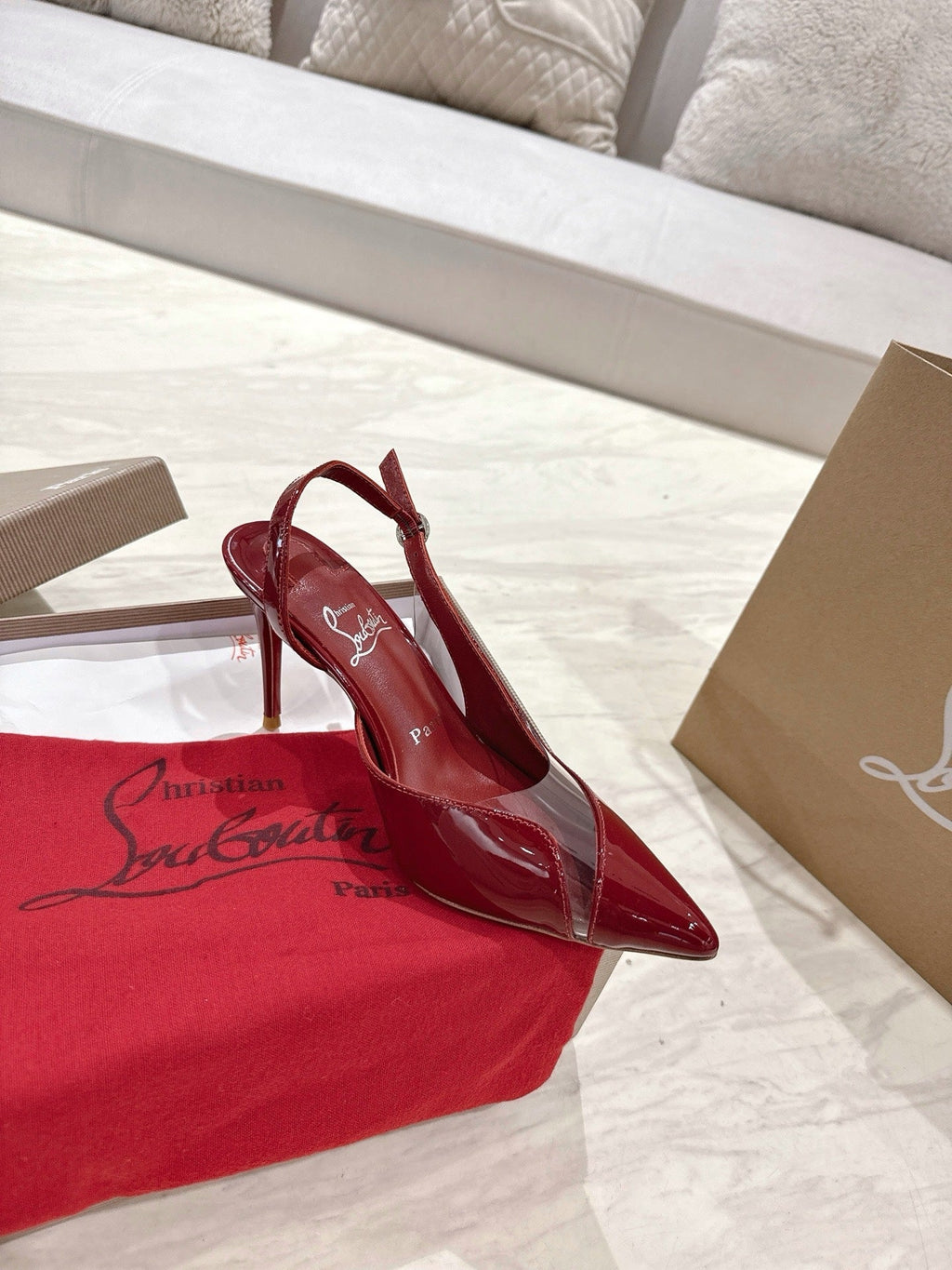 CL 25 Slingback Sandals Red PVC Gloss Calfskin 307532