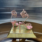 RC 25C Butterfly Sandals Pink Silk Swarovski Crystal Diamond 339484