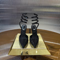 RC 25C Single Sandals Black Sheepskin Rhinestone 339496