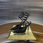 RC 25C Single Sandals Black Sheepskin Rhinestone 339496