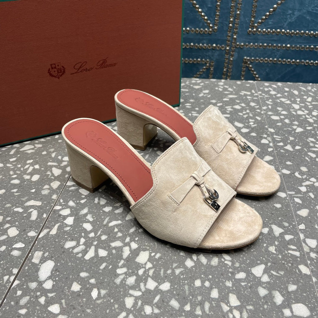 Summer Charms Mules 50 Beige Suede Salmon Lambskin