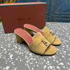 Summer Charms Mules 80 Gold Suede Salmon Lambskin