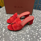 Summer Charms Mules 80 Red Suede Salmon Lambskin