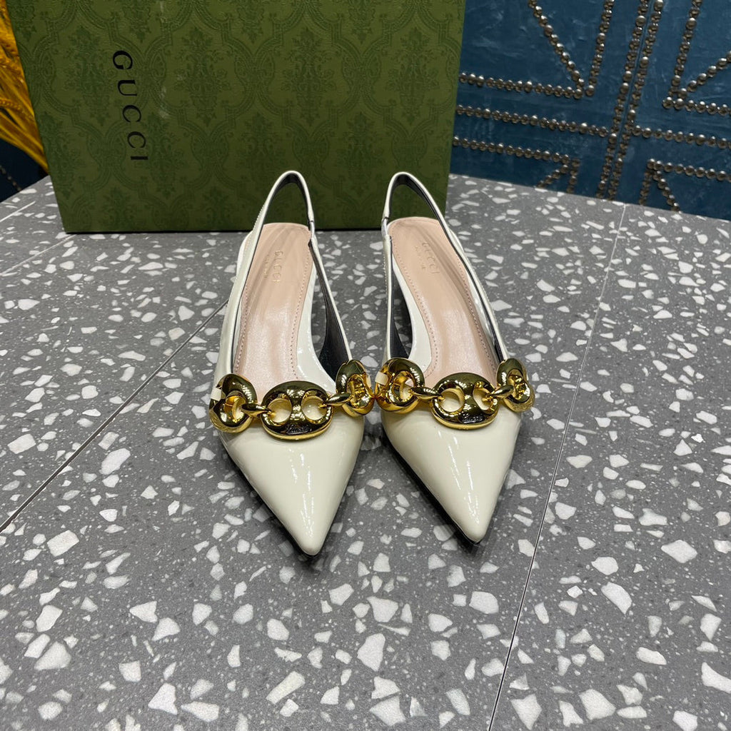 WOMEN'S SLINGBACK 45MM IN WHITE CALFSKIN