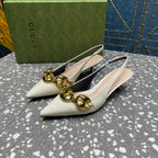 WOMEN'S SLINGBACK 45MM IN WHITE CALFSKIN