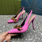 WOMEN'S SLINGBACK 10.5 CM IN FUSCIA PINK CALFSKIN