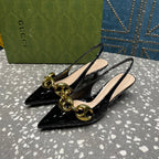 WOMEN'S SLINGBACK 45MM IN BLACK CALFSKIN