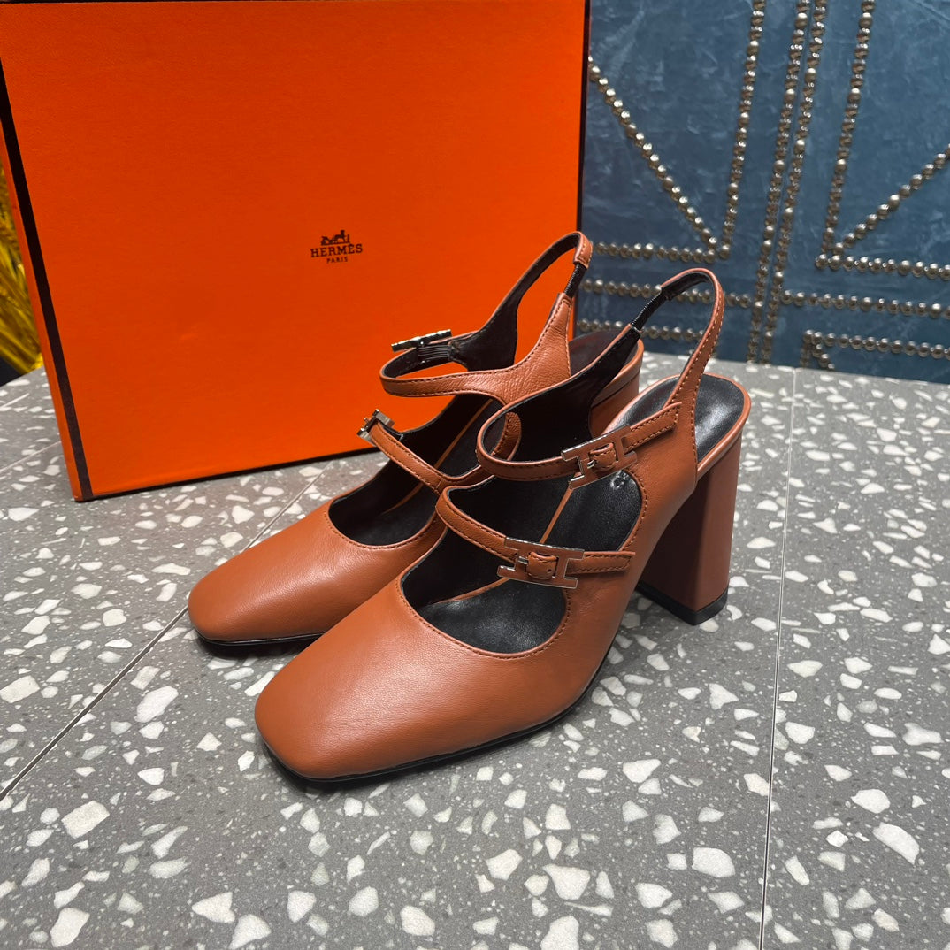 HM Jackie 80 Pump Brown Cowhide 962917
