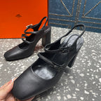 HM Jackie 80 Pump Black Cowhide  962919