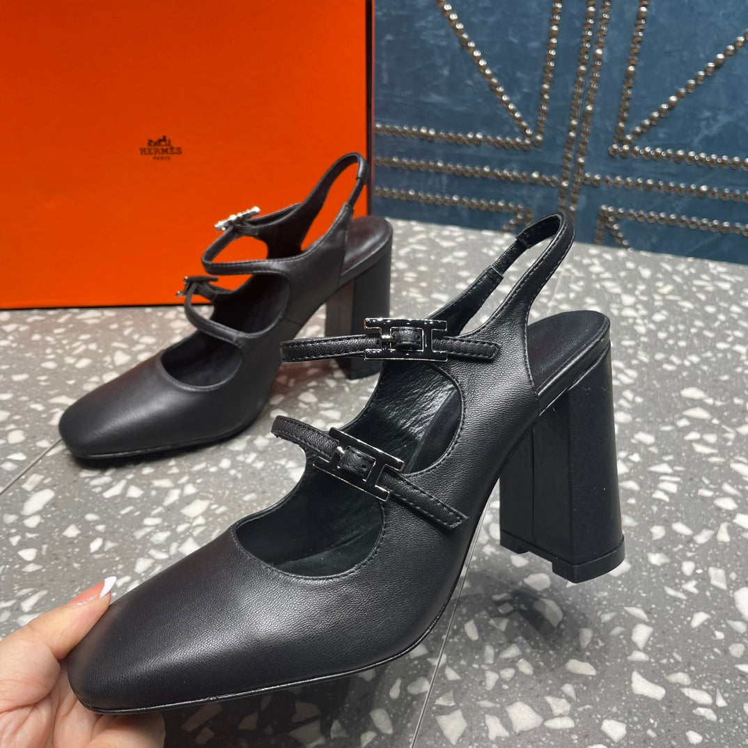 HM Jackie 80 Pump Black Cowhide  962919