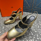 HM Jackie 80 Pump Gold Cowhide  962921