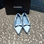 CC 25s Métiers d’art Ballet flats 10mm Blue Silk Satin 423794