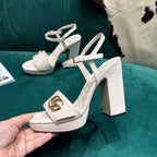 GG Platform Sandals With The Double G White Leather 741238