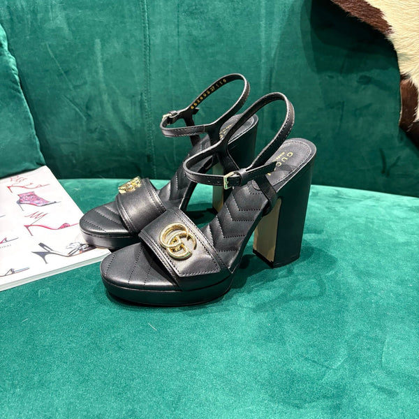 GG Platform Sandals With The Double G Black Leather 741240