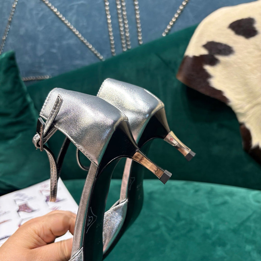 GG Bombshell Pump Sliver Laminated Leather 741248