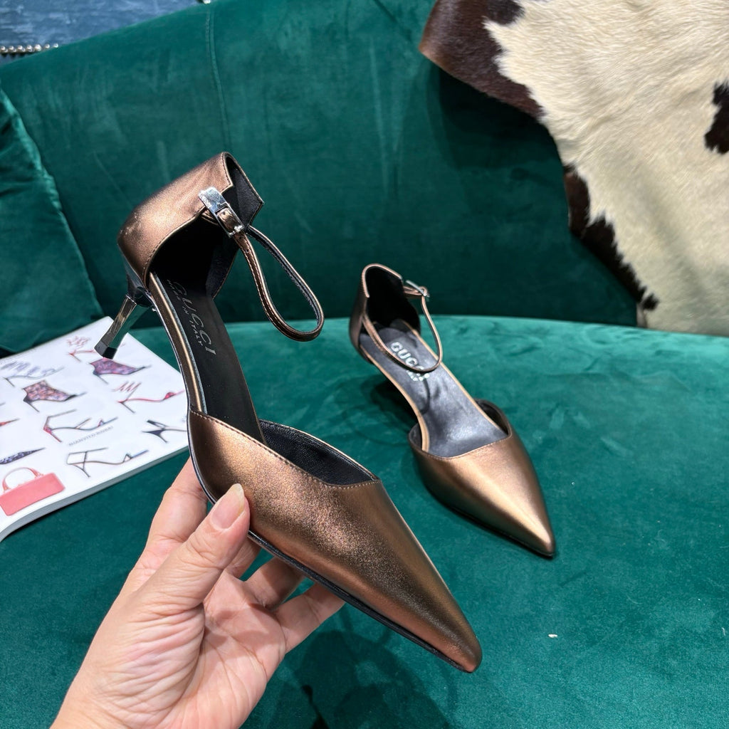 GG Bombshell Pump Copper Laminated Leather 741249
