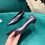 GG Pointed-Toe Slingback Black Leather 741256